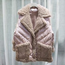 Load image into Gallery viewer, 100% real wool coat winter women 90% white duck down jacket Solid turn-down collar new arrival 2019 thick warm outerwear
